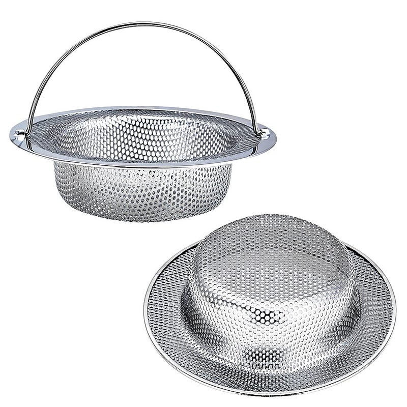 JUNADAEL J Kitchen Sink Strainer, 2-Pack Sink Strainer Basket with Handle, 4.5" Diameter, Stainless Steel, Rust Free and Dishwasher Safe - Image 1